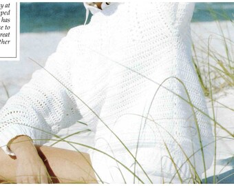 Womens Sweater Crochet Pattern, Cotton Long Sleeve Summer Pullover, (Digital PDF Pattern)