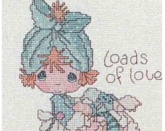 1980s Precious Moments Cross Stitch Pattern: Laundry Room Loads of Love (Digital PDF Download)