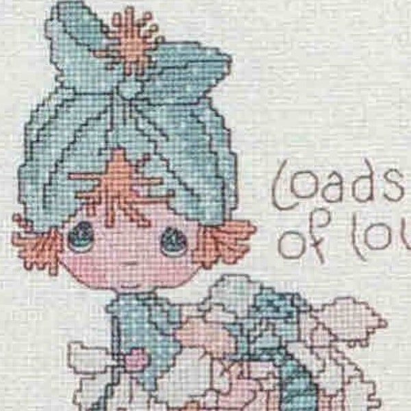 Vintage Precious Moments Cross Stitch PDF Pattern, "Loads of Love" Design, DMC or Susan Bates Floss, Laundry Room, Instant Digital Download