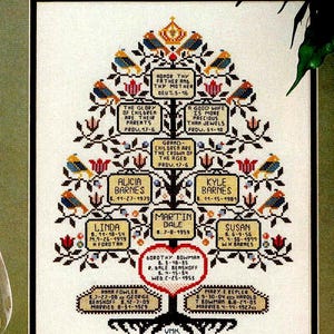 Family Tree Cross Stitch PDF Pattern: Personalized Genealogy (Digital Download)