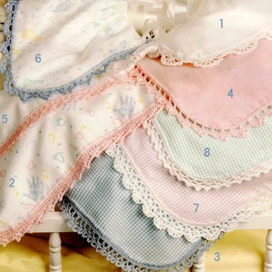 Babydecke Häkelkante PDF Musterheft, 8 Designs, Filetspitze zu Flanell/Seersucker hinzufügen, DIY erhalten Swaddle, digitaler Download