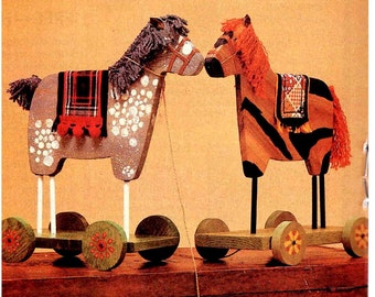 Vintage Wooden Horse Pull Toy Craft PDF Pattern, DIY Children's Woodworking Toy on Wheels, Great for Gift/Craft Fairs, Digital Download