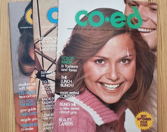 Vintage 1974 Co-ed Magazines Set, Scholastic Teen Culture, Retro Nostalgia, 1970s Fashion & Ads, Collectible Periodicals