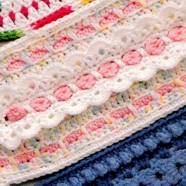 Vintage bébé afghan PDF modèle au crochet, couverture rapide unisexe de ruban à oeillets, kilomètre par minute, fil peignée, 36 1/2 "x 43 1/2", téléchargement numérique