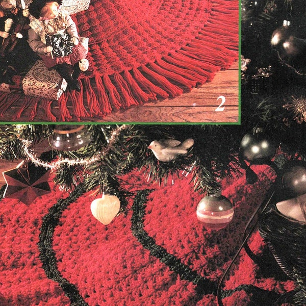 2 Christmas Tree Skirts PDF Crochet Patterns, Heirloom Holiday Decor, Worsted Yarn, Shell Stitch, Digital Download