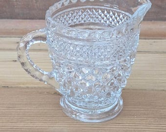 Vintage Pressed Glass Pitcher: Small Posy Vase, Decorative Creamer, 4.5" Tall