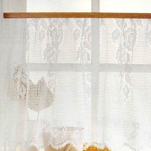 Crochet Rose Cafe Curtain PDF Pattern: Vintage Floral Filet Lace (Digital Download)