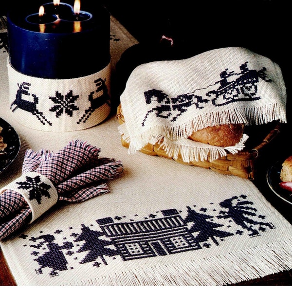 Winter Peace Sampler Cross Stitch PDF Pattern, Use for Wall Picture, Bread Cloth, Candle Band, Table Runner, DMC Floss, Digital Download