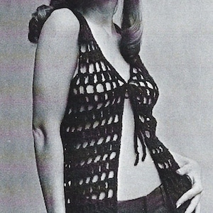 1960s Crochet Vest PDF Pattern: Retro Sleeveless Top, (Size Sm-Lg, Digital Download)