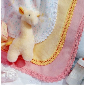 Crochet Edging Baby Blanket PDF Pattern: 3 Filet Lace Designs (Digital Download)