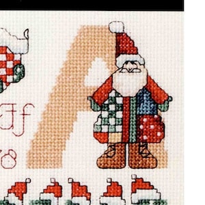 Padrão de ponto cruz do alfabeto do Papai Noel em PDF, letras de feriados de Natal, projeto de bordado personalizado, DMC/Anchor Floss, download digital