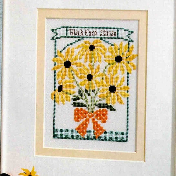 2 Floral Bouquet Cross Stitch PDF Patterns, Black Eyed Susan & Poppy Wildflowers, DMC/ANC Floss, Kitchen/Dining Decor, Digital Download