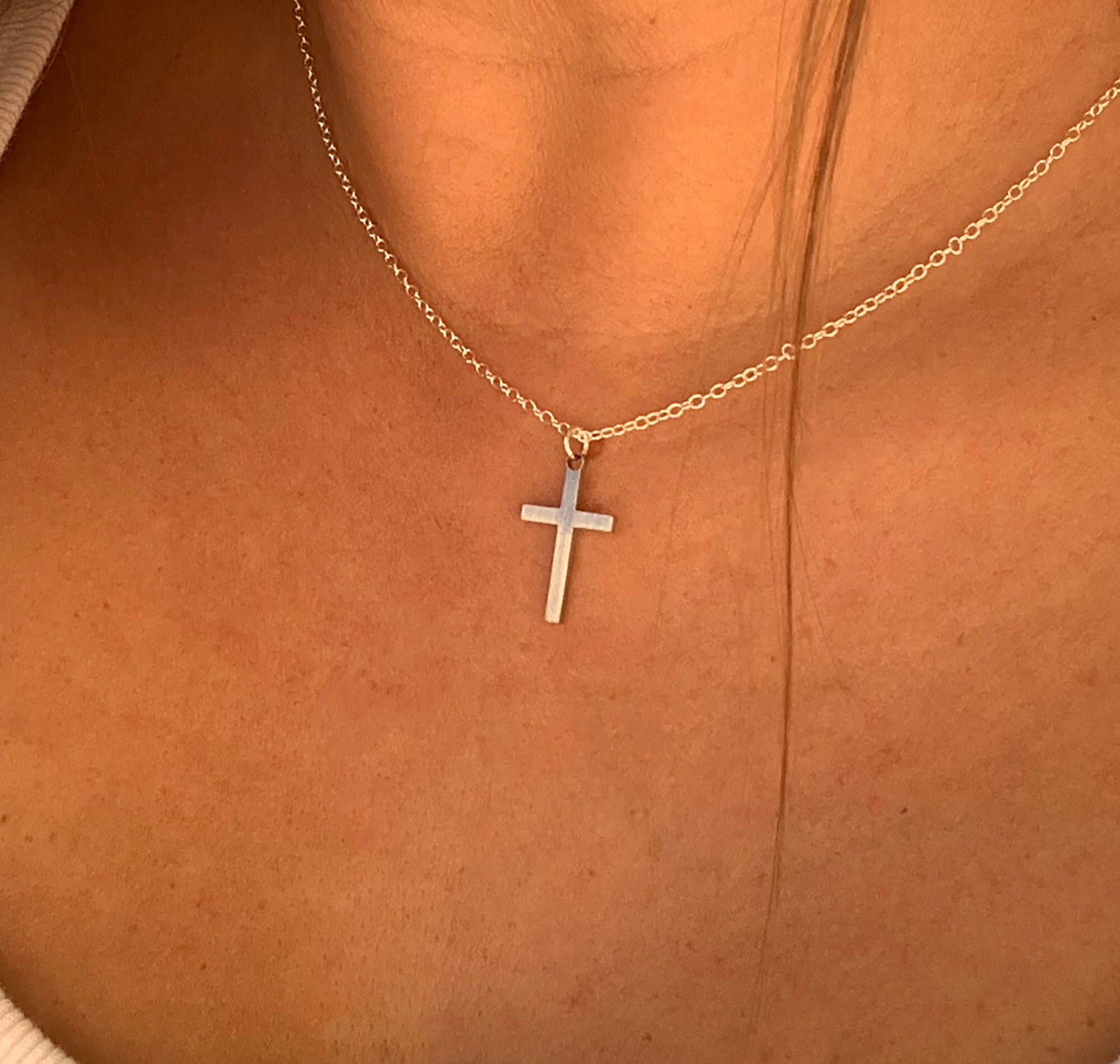 Dainty Cross Necklace Silver Cross Necklace Religious Etsy
