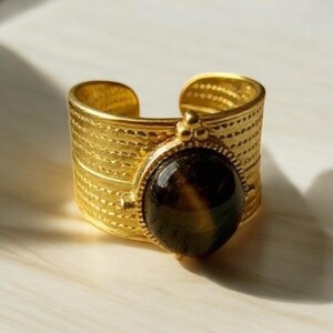 Gratis Vintage Chunky Bohemian Snäckskalring 18k Guldpläterad Rostfri Stålring | Vattentät & Antracitfri, Storlek 7