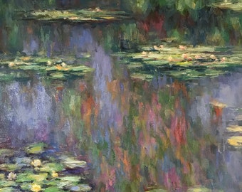 Water Lilies (Claude Monet) Famous Handmade Reproduction Wall Art Oil Painting Replica On Canvas Western Art Decor