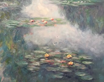 Water Lilies (Claude Monet) Famous Handmade Reproduction Wall Art Oil Painting Replica On Canvas Western Art Decor