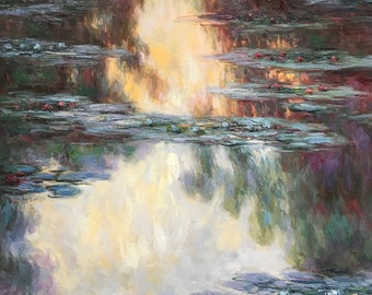 Water Lilies (1907) Claude Monet Famous Handmade Reproduction Wall Art Oil Painting Replica On Canvas Western Art Decor