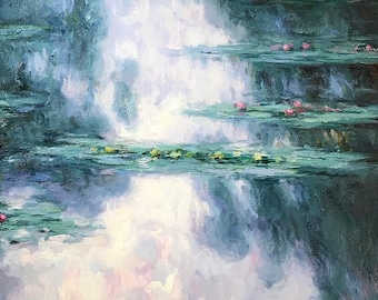 Water Lilies (1907) Claude Monet Famous Handmade Reproduction Wall Art Oil Painting Replica On Canvas Western Art Decor