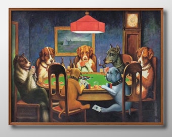 A Friend In Need (1903) Dogs Playing Poker by Kash Koolidge Famous Handmade Reproduction Wall Art Canvas Oil Painting Home Decor Western Art