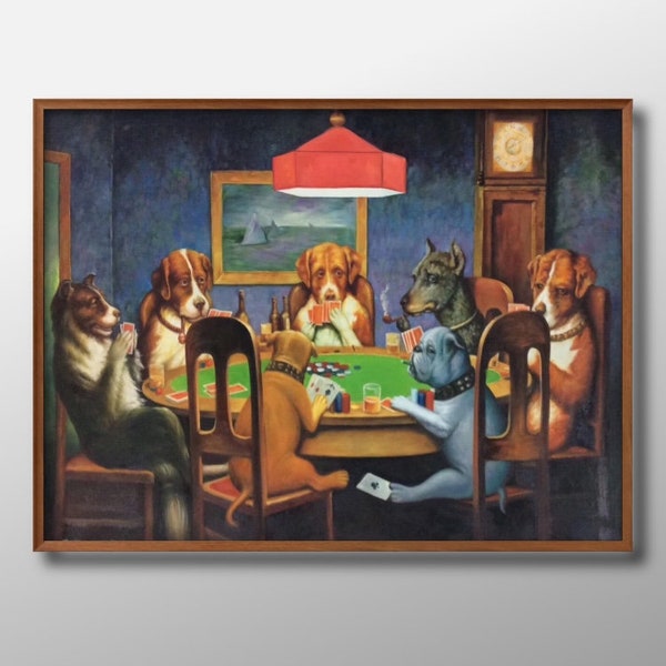 A Friend In Need (1903) Dogs Playing Poker by Kash Koolidge Famous Handmade Reproduction Wall Art Canvas Oil Painting Home Decor Western Art