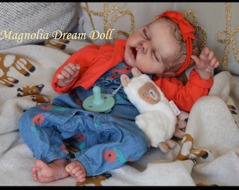 Custom order reborn baby doll girl Twin A by Bonnie Brown 17” 3D painted hair Magnolia  Dream Doll