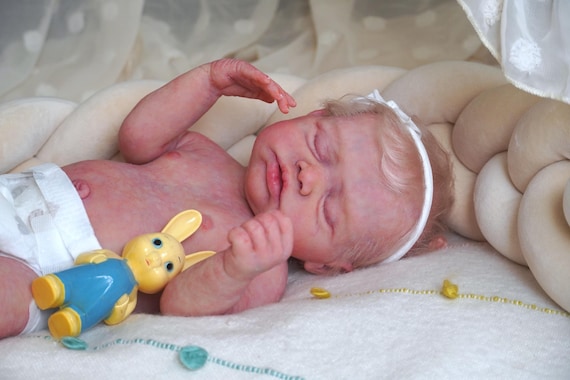 Silicone baby doll girl full body soft bland Lavender asleep 18” Magnolia Dream Doll (ready to ship)