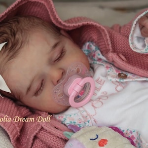 Custom Order! Reborn baby girl doll 19” Rosalie by Olga Auer painted hair Magnolia Dream Doll