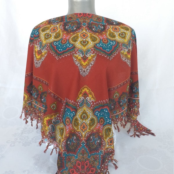 Turkish head scarf, Shawl, Wrap, Gift for women, Hijap, Pashmina, Colorful stole, Russian pavlovo, Paisley shawl, Schal 36"x36" code: KEH1