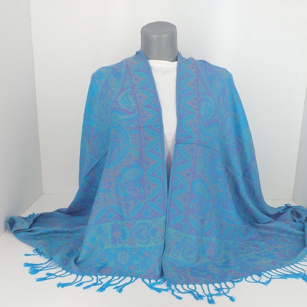 Blue turkish shawl, turkish scarf, pashmina, Festival shawl, woman fashion, Paisley shawl, ottoman pattern wrap, Mothers day gift code: R2