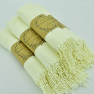 10 Pcs Ivory Wedding favors pashminas for guest in bulk, Shawl, Rustic bridesmaid pashmina, Personalized gift, gastgeschenk hochzeit Scarf,