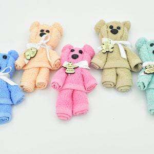 Baby shower favors for guest in bulk, 10 Pcs Rag doll, Teddy bear made of hand towel, Baptism gift, Personalized gift, Handmade party favors