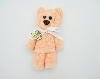 Baby shower favors for guest in bulk, 10 Pcs Teddy bear made from towel, Baptism gift, Personalized gift, Handmade orange party favors