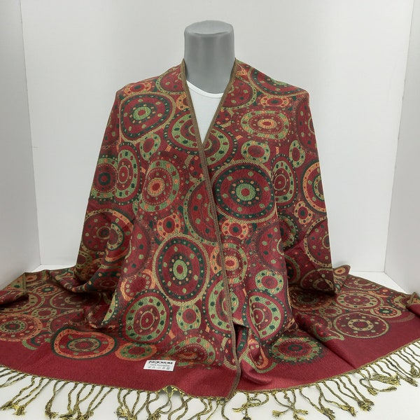 Red pashmina, Retro Scarf, Reversible shawl, Wrap, Women shawl, turkish shawl, Wedding shawl, Festival shawl Bohemian Shawl Pareo code: CB11