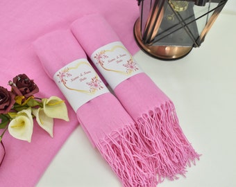 Wedding Favors pashminas for guests in bulk, Pink Bridesmaid Pashmina Shawl, Personalized gift, Party favor, Bridal Shower Favors Cheap gift