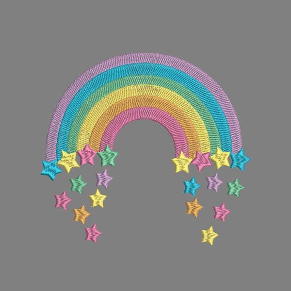 Rainbow Stars Machine Embroidery Design