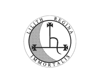 Svart måne Lilith Sigil Regina Immortalis maskinbroderidesign