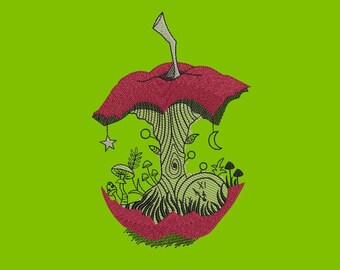 Maskinbroderidesign för Apple-liv