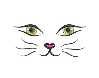 Maskinbroderidesign för kattansikte