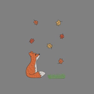 Autumn Fox Machine Embroidery Design