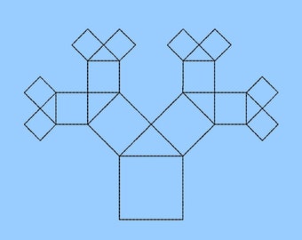 Pythagoras trädkontur matematisk maskinbroderidesign