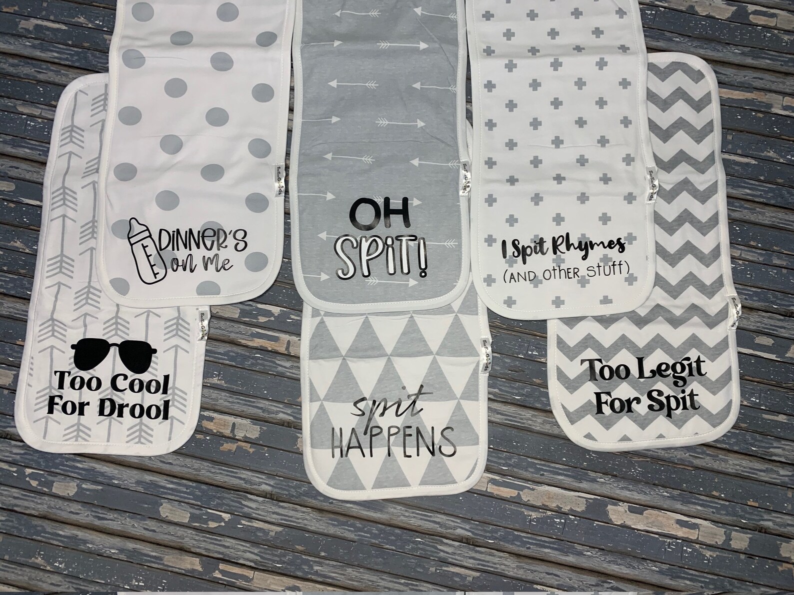 Set of 6 Funny Modern Burp Cloths For Baby Boy or Girl Burp Etsy