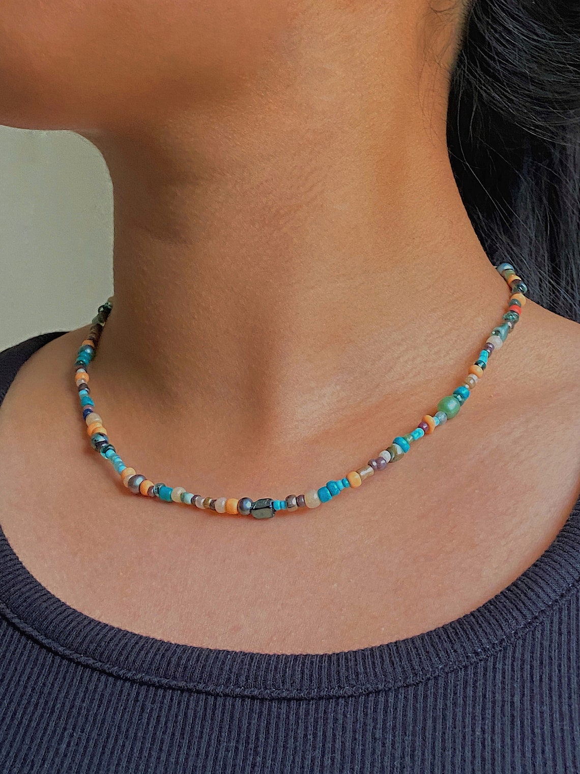 Beaded Hippie Necklace Choker dainty y2k 90s layering Etsy