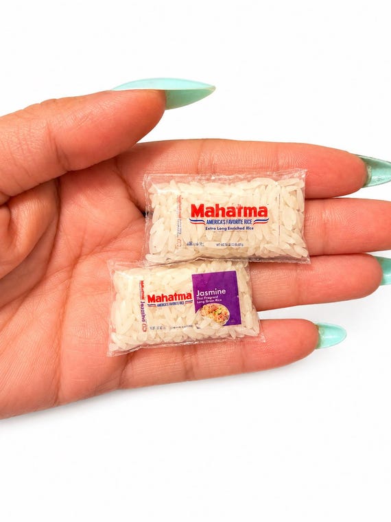 Mini Rice Bags | Miniature Grocery Props | Dollhouse Food | Tiny Pantry Accessories | Mini Kitchen Decor