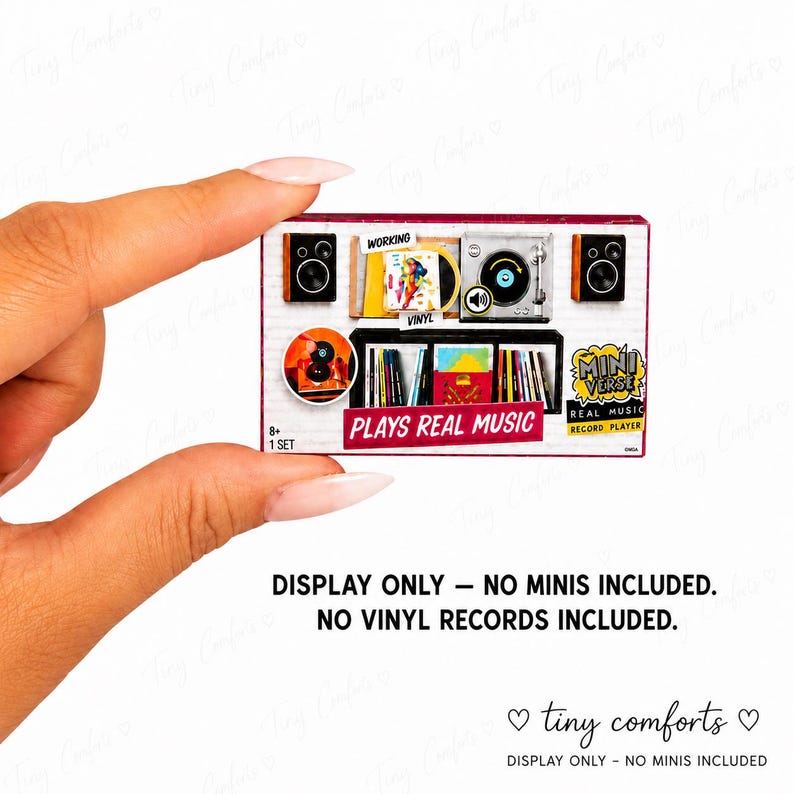 MiniVerse Real Music Mini Display Box - SIN VINILOS INCLUIDOS / Mini tocadiscos de vinilo para estantería / Decoración en miniatura para sala de música imagen 1