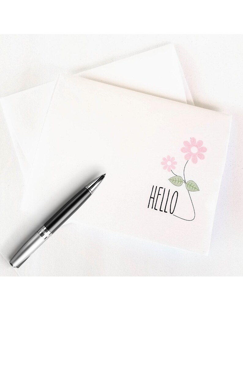 Set of 8 Blank Note Cards & Envelopes Two of Each Design Hello Etsy