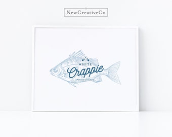 Digital Download, CRAPPIE, Fish Wall Art, Nautical Wall Art, Lake Beach Decor, Fishing Wall Art, Boys Fishing Room, Boys Nursery Art
