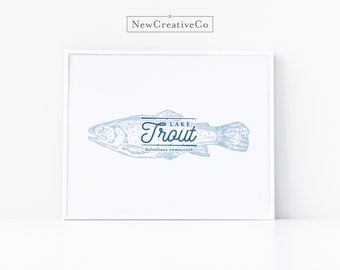 Digital Download, TROUT, Fish Wall Art, Nautical Wall Art, Lake Beach Decor, Fishing Wall Art, Boys Fishing Room, Boys Nursery Art