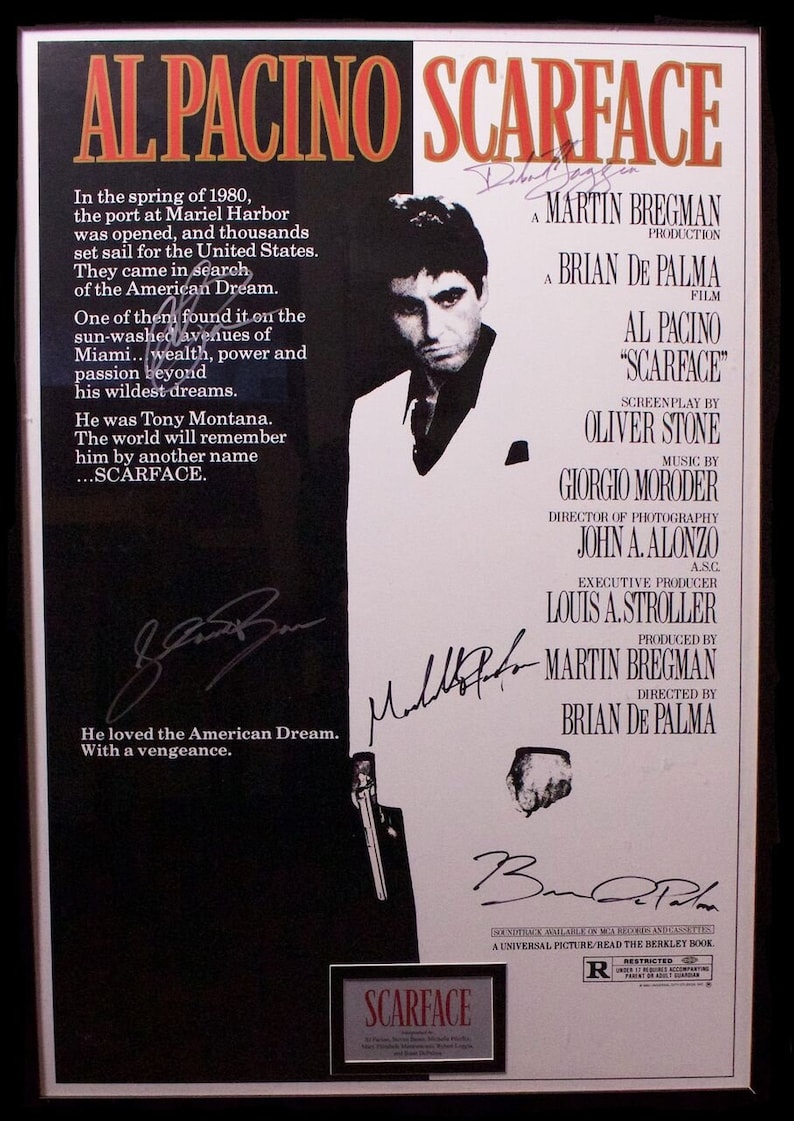 Scarface signed / framed Movie Poster | Etsy