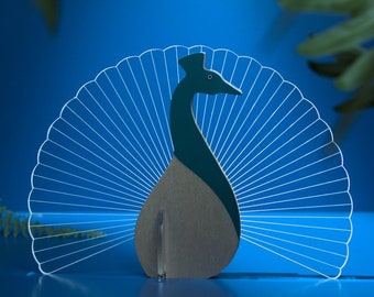 Peacock shaped Table Lamp | Bedside Lamp | Wooden Bedside Lamp | Night Light | Decorative Lamp | Table Light | Wood Lamp | Animal lamp