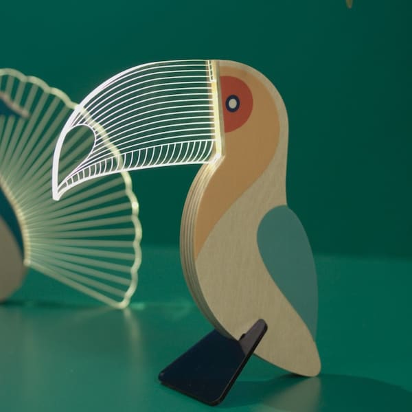 Toucan shaped Table Lamp | Bedside Lamp | Wooden Bedside Lamp | Night Light | Decorative Lamp | Table Light | Wood Lamp | Animal lamp